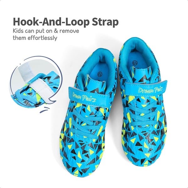 Kids Hook-and-loop Strap Soccer Cleats - ROYAL BLUE NEON GREEN - 1